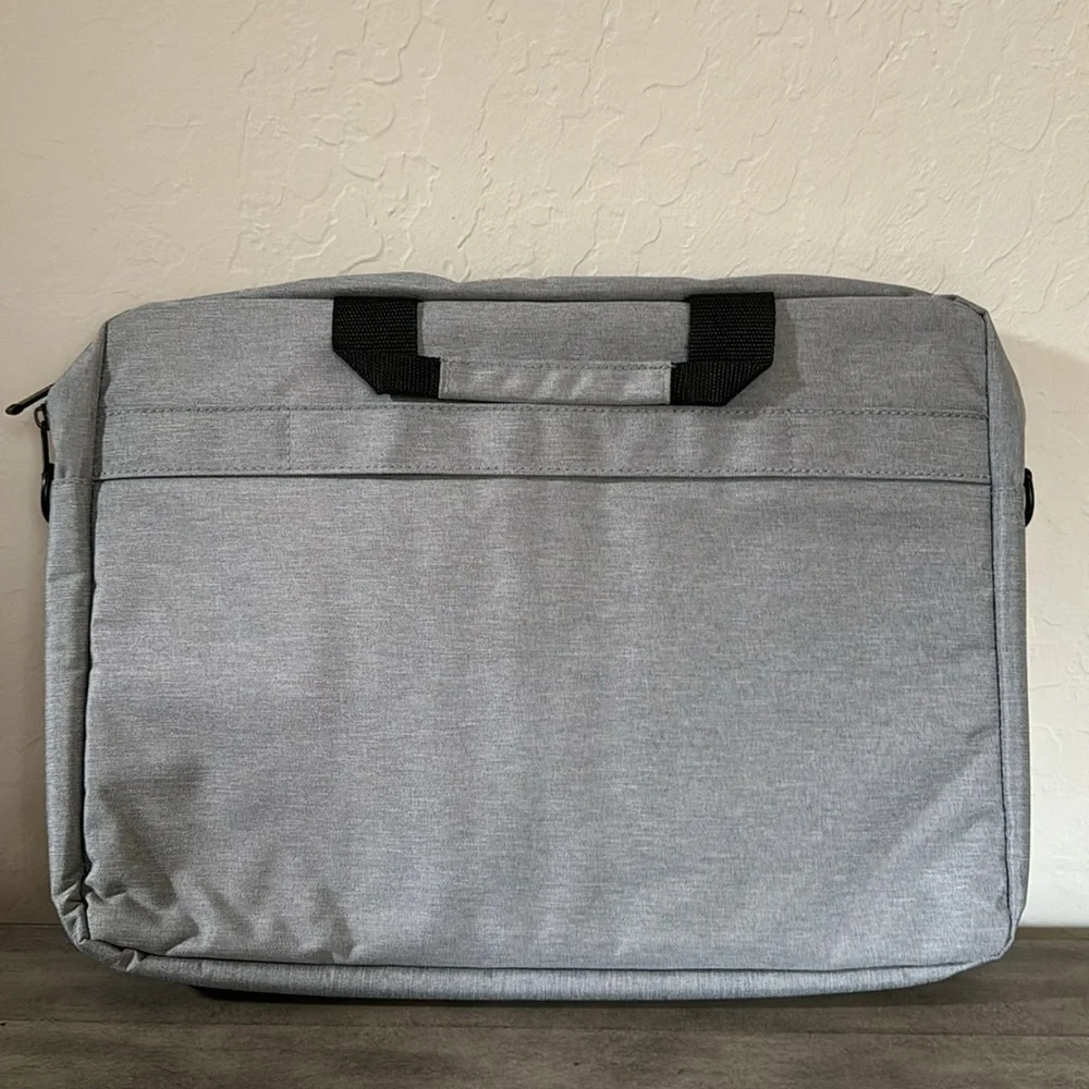 Canvas Computer Bag, Grey, Zip top, Shoulder Strap, New